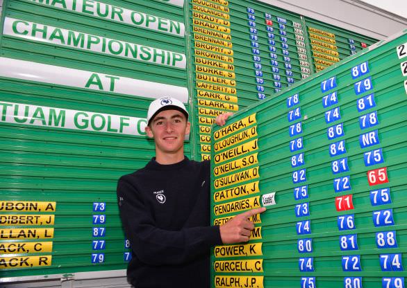 Course record 65 and leader. Adrien Pendaries (France) after the third round of the 2015 Irish Boys Amateur Open Championship at Tuam Golf Club. Picture by Pat Cashman