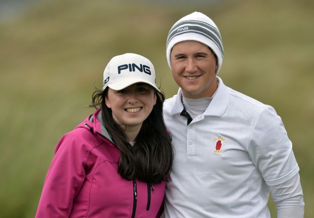 olm Campbell (Ulster) pictured with his fiancee Ciara McSherry after beating Pat Murray (Munster) 5 and 4 during the second day of the 2015 Interprovincial Championship at Rosapenna Golf Club today (07/07/2015). Picture by Pat Cashman