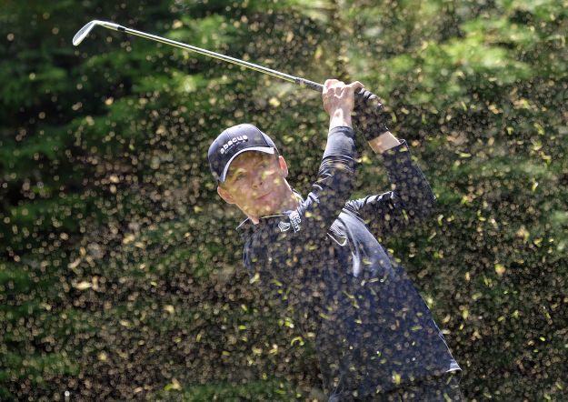 Marc Boucher (Leinster) driving from the 17th tee during the third day of the Boys Interprovincial Championship matches at Athlone Golf Club. Picture by Pat Cashman