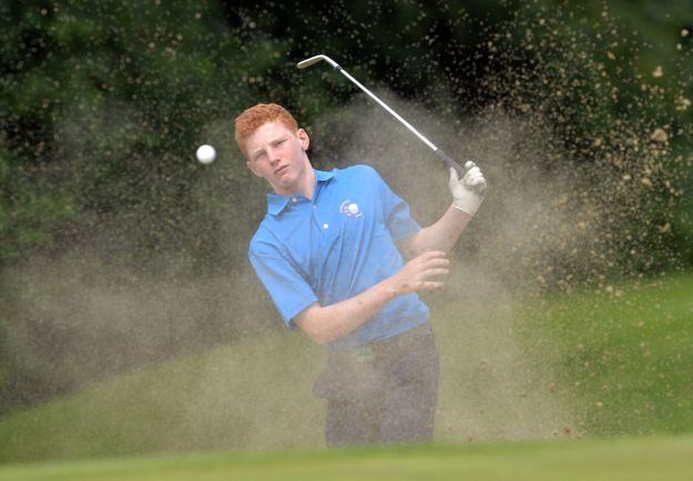John Murphy (Munster) bunkered at the 10th green. Picture by Pat Cashman