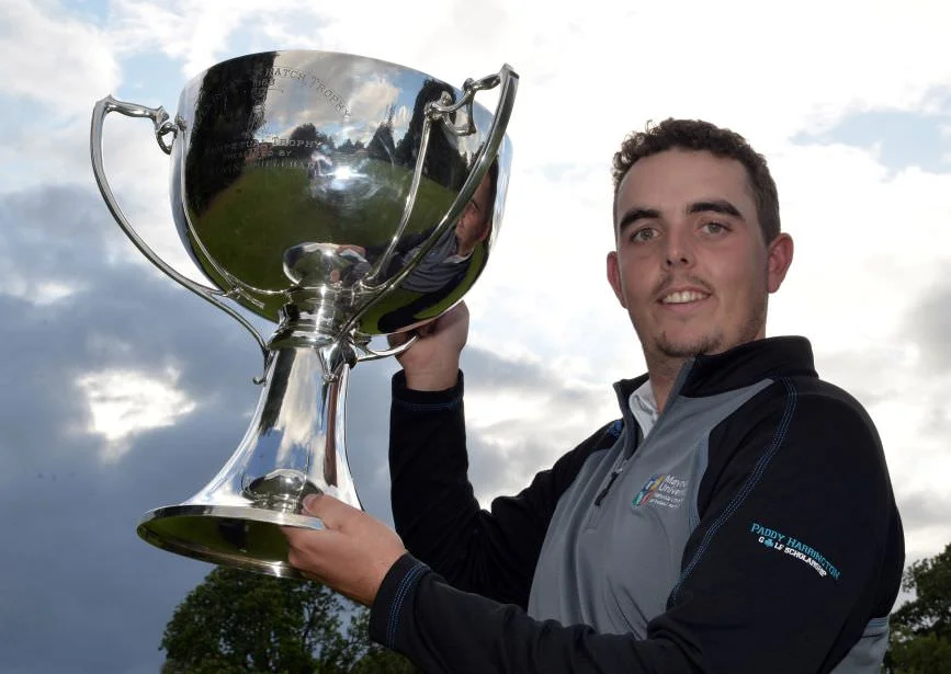 Alan Lowry (Esker Hills) with the 2015 Mullingar Electrical Scratch trophy after his victory at Mullingar Golf Club. Picture by Pat Cashman