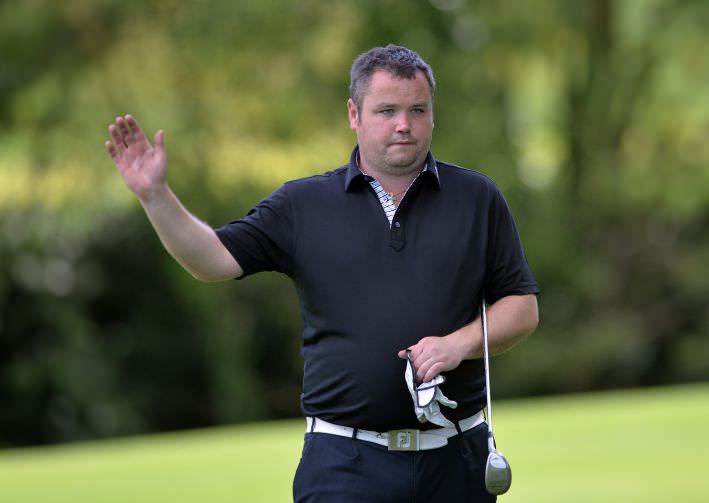 Aaron Grant (Dundalk) waiting to drive at the 8th tee in the 2015 Mullingar Electrical Scratch Cup. Picture by Pat Cashman
