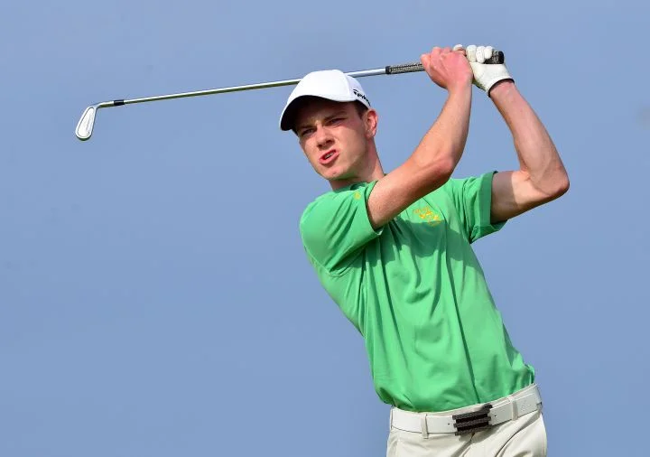 Rowan Lester (Ireland) driving at the 14th hole during the second day of the 2015 Home International Matches at Royal Portrush Golf Club. Picture by Pat Cashman