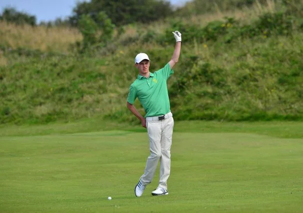Rowan Lester (Ireland) prepares to play his second shot to the 9th green. Picture by Pat Cashman