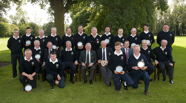 Runners up, Clontarf. Front (l to r): Michael Kellett, Stephen Kealy, Sean Kellett and Turlough Considine. Centre: Tony Duffy, Sean Carroll, President, Dave Henry, Team Manager, John Ferriter, Chairman of Leinster Golf, Peter Mulvey, Captain, John Read, FBD, Brian Mooney and Ian Maguire, Vice-Captain. Back: Stephen Walsh, Padraig Rice, Sean Stone, Greg Kelly, Michael Fahy, Paul Congdon, Gerry Keevey, Philip Duffy, Paul O’Brien, Patrick Byrne and Conor Murphy. Photo: Ronan Quinlan