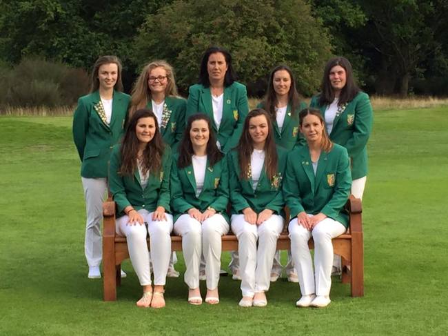 Back row - (L-R) Julie McCarthy (Forrest Little), Annabel Wilson (Lurgan), Sinead Keane (Team Captain), Sara Helly (Enniscrone), Niamh McSherry (Lurgan). Front row (L-R) Olivia Mahaffey (Royal County Down Ladies), Paula Grant (Lisburn), Chloe Ryan (Castletroy), Maria Dunne (Skerries).