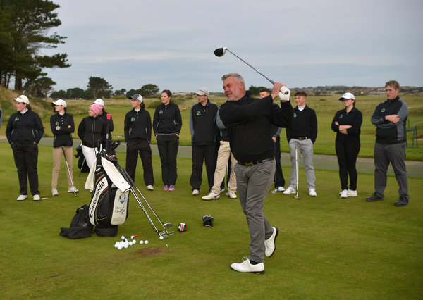 Ryder Cup Captain Darren Clarke giving a clinic at the Darren Clarke Foundation Champions of Champions Weekend at Portmarnock Golf Club. (25/10/2015). Picture by Pat Cashman