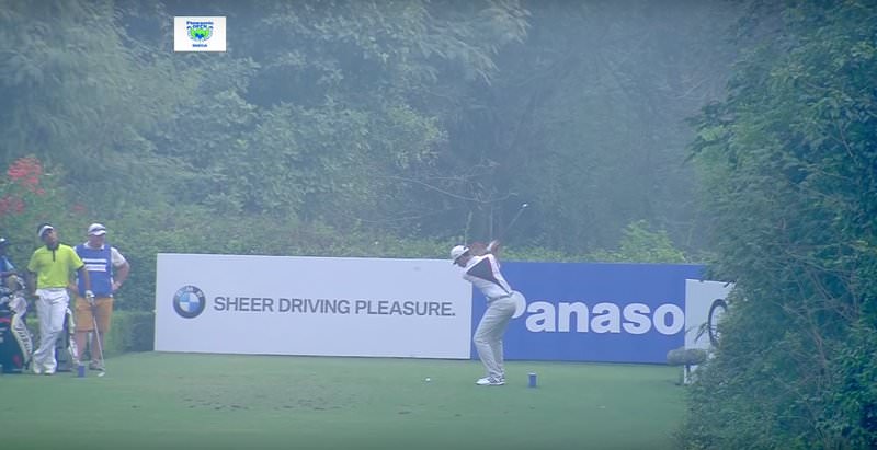 Niall Kearney hits one close at the 17th