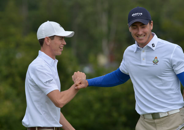 Shaun Carter and Jeff Hopkins en route to victory in the AIB Barton Shield with Royal Dublin in September. Picture by Pat Cashman
