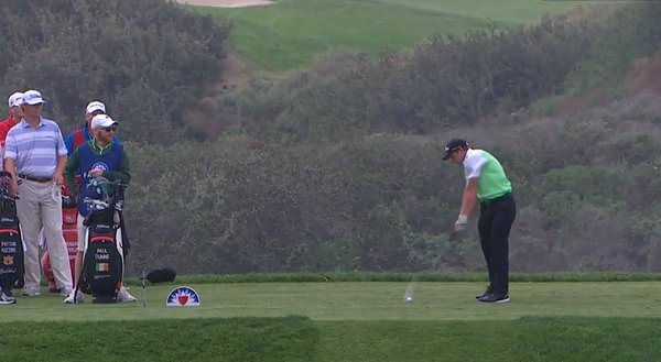 Paul Dunne hits to the eighth
