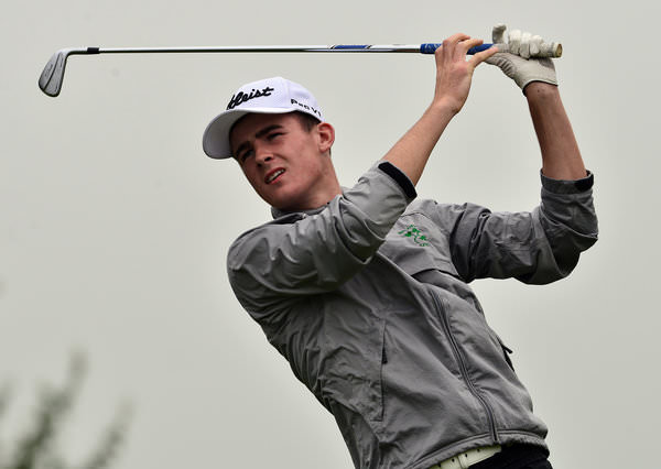 Jamie Fletcher (Warrenpoint) driving at the 10th hole during the first day of matchplay at the 2015 Irish Amateur Close Championship at Tramore Golf Club. Picture by Pat Cashman