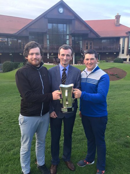 Grange Vice Captain John J Nolan with winners Ryan Gribben and Colm Campbell Jnr