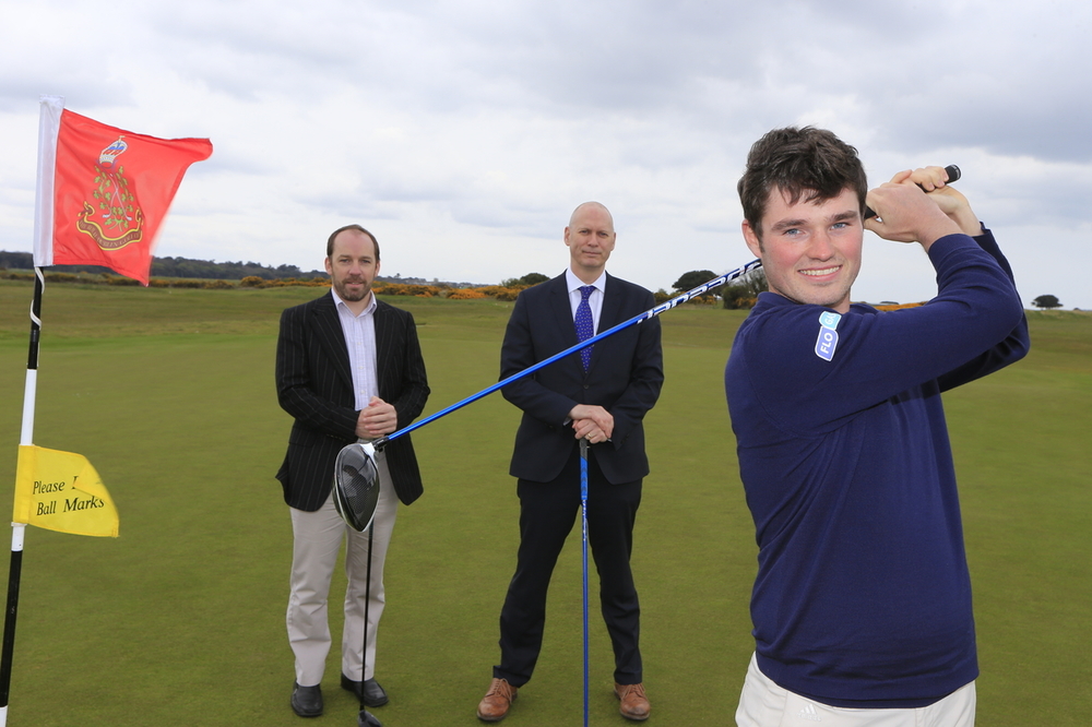 Pictured at The Royal Dublin Golf Club at the announcement of Flogas as Irish Amateur Open sponsors are Cormac Sharvin, with Pat Finn (CEO, GUI) and John Rooney (Managing Directpr, Flogas). Picture: GUI/Golffile.