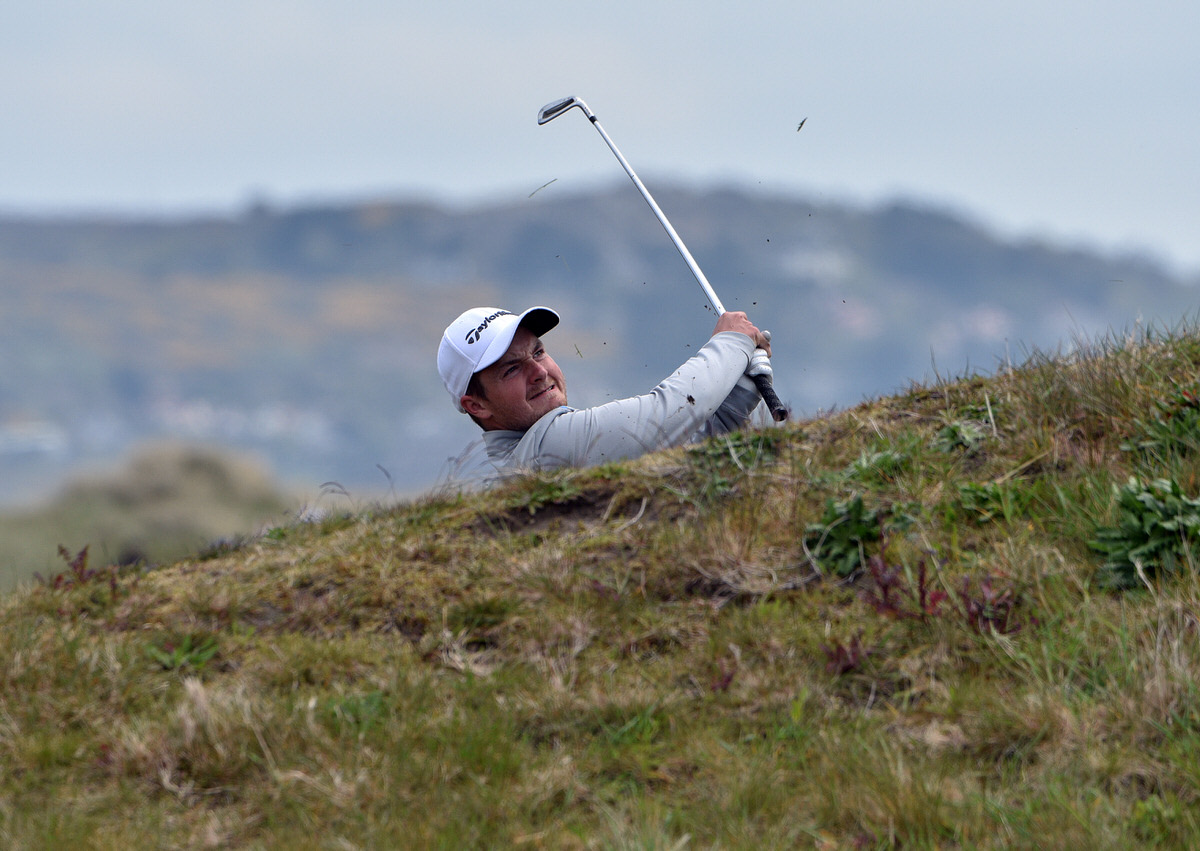 Jack Hume (Naas) finds trouble at the 13th hole in the first round of the 2016 Flogas Irish Amateur Open Championship at The Royal Dublin Golf Club. Picture by Pat Cashman