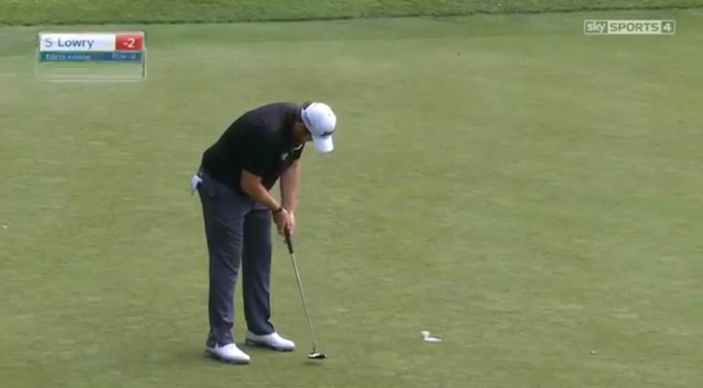 Shane Lowry ran his par putt this far past and made a triple bogey at the 15th