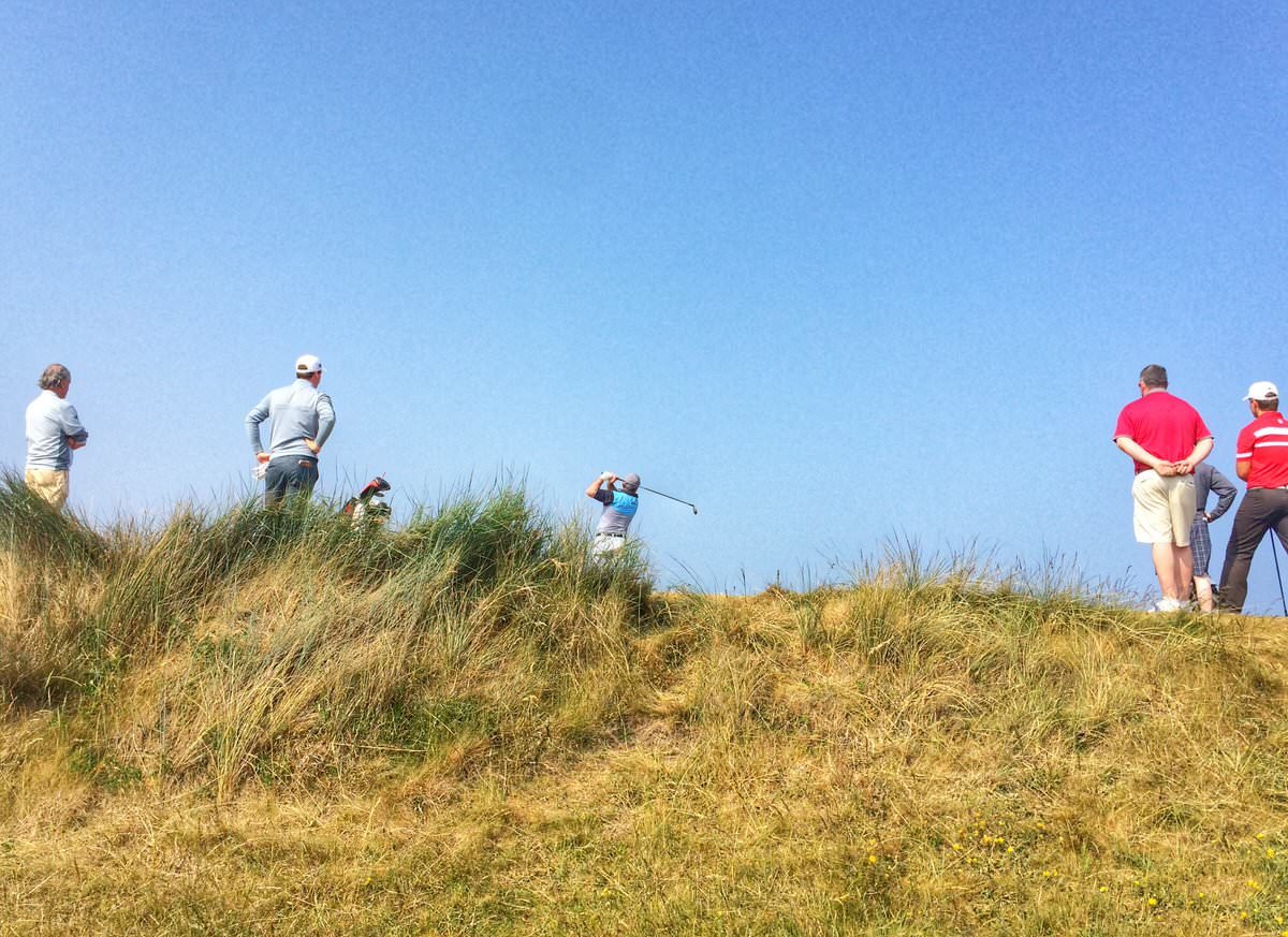 Paul O'Hanlon drives at the 12th in round two 