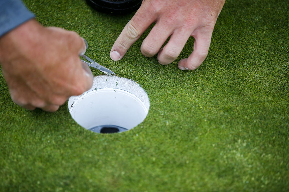 Detail of the hole preparation on 13th hole during a practice round for the 2016 U.S. Open at Oakmont Country Club in Oakmont, Pa. on Wednesday, June 15, 2016. (Copyright USGA/Joel Kowsky)