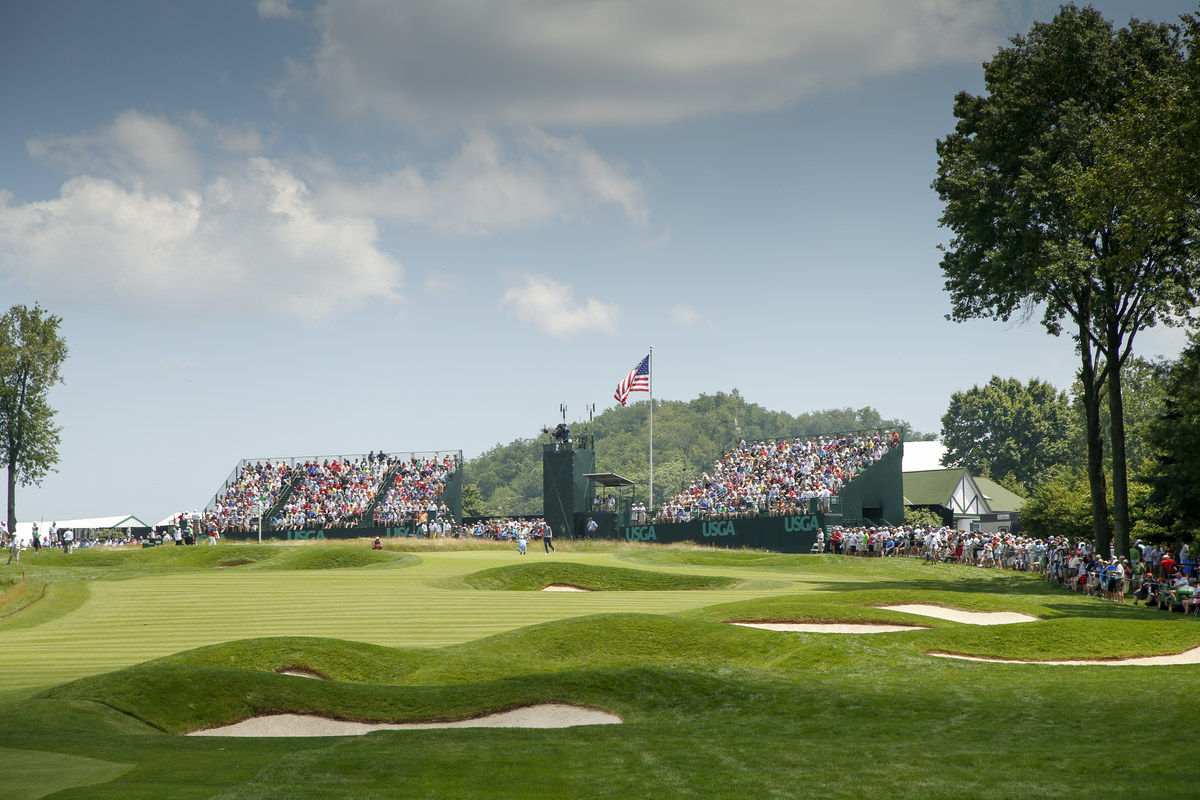 General view of the green on the second hole during the first round of the 2016 U.S. Open at Oakmont Country Club in Oakmont, Pa. on Friday, June 17, 2016. (Copyright USGA/Michael Cohen)