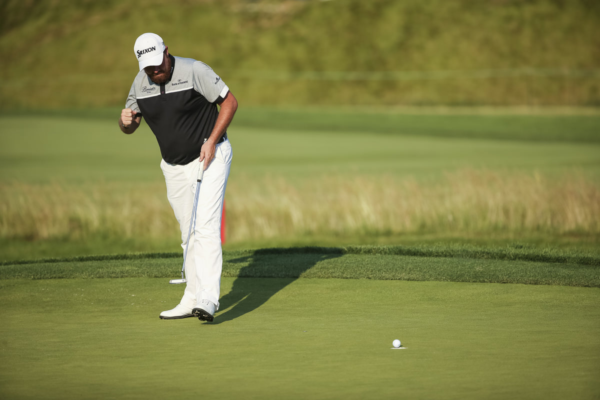 Shane Lowry saves par on the 13th hole during the final round of the 2016 U.S. Open at Oakmont Country Club in Oakmont, Pa. on Sunday, June 19, 2016. (Copyright USGA/Darren Carroll)
