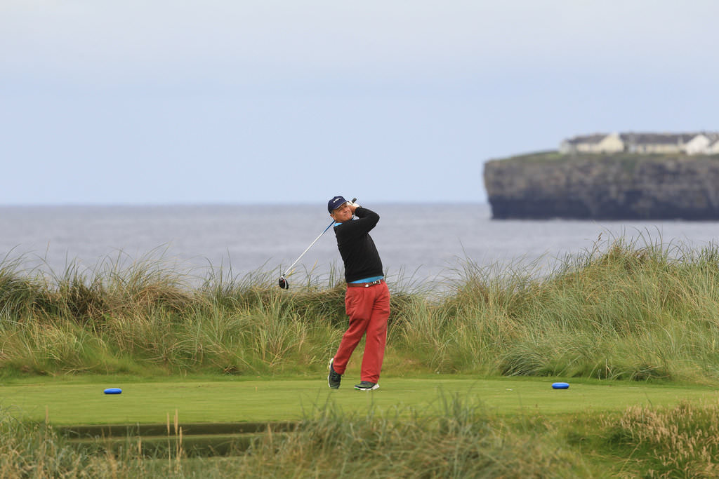 Arthur Pierse (Tipperary) on the 4th tee during the second round of the South of Ireland Amateur Open Championship at Lahinch Golf Club. 22nd July 2016. Picture: Golffile | Thos Caffrey