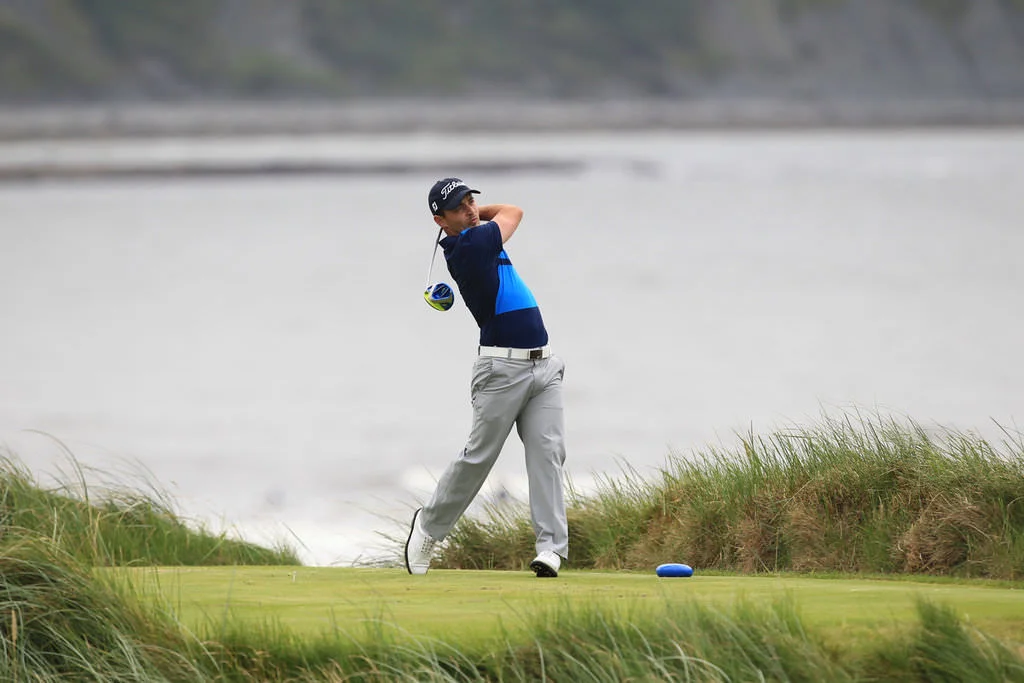 Daniel Holland (Castle) on the 7th tee during his quarter-final win over Arthur Pierse in the South of Ireland Amateur Open Championship at Lahinch Golf Club. 23rd July 2016. Picture: Golffile | Thos Caffrey