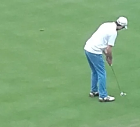Eamonn O'Driscoll putts for birdie on the first in the second round of Stage One on Monday.