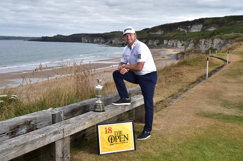  PORTRUSH, NORTHERN IRELAND - JULY 09: Graeme McDowell, Major Champion and Mastercard Global Ambassador, returned to Royal Portrush Golf Club to mark the going on sale of the first tickets to The 148th Open which will be held at the famous links from