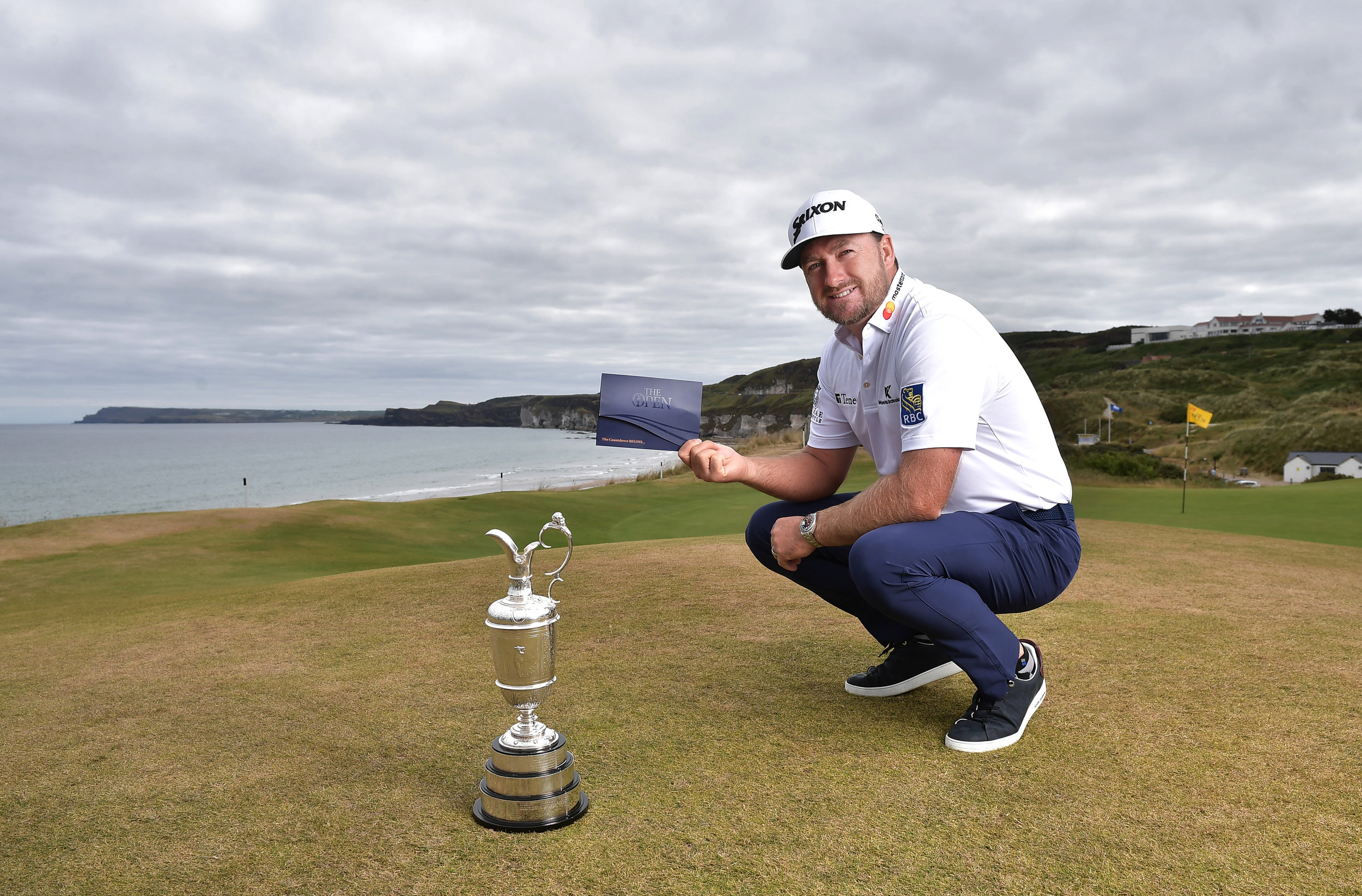  PORTRUSH, NORTHERN IRELAND - JULY 09: Graeme McDowell, Major Champion and Mastercard Global Ambassador, returned to Royal Portrush Golf Club to mark the going on sale of the first tickets to The 148th Open which will be held at the famous links from