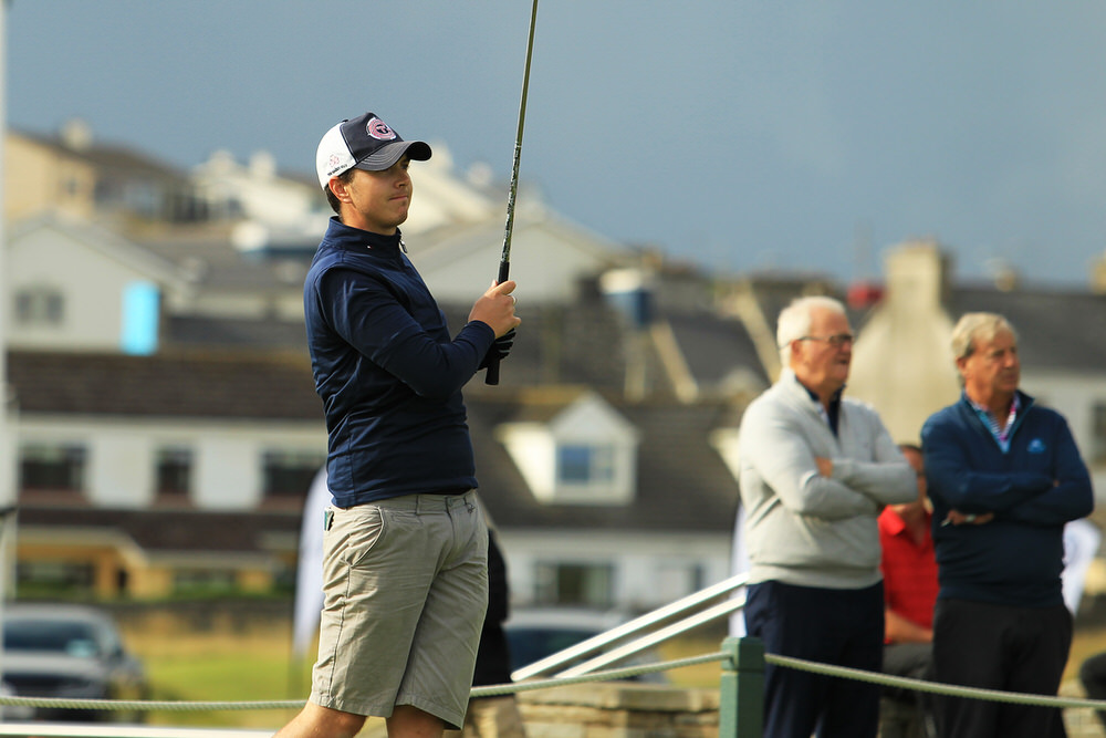  Andrew McCormack (Castletroy) teeing of in the third round of the South of Ireland Championship at Lahinch.  Saturday 28th July 2018.
Picture: Niall O'Shea 