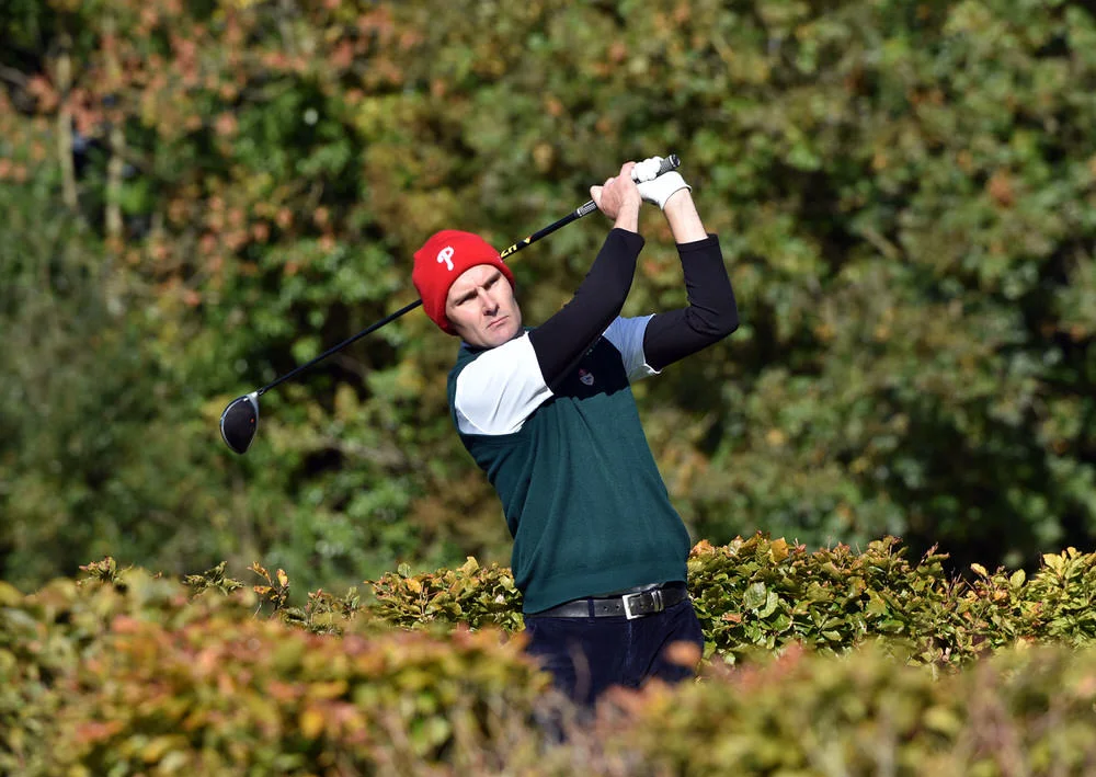 James Fox (Portmarnock) driving at the 15th tee in the semi final of the Senior Cup at the 2018 AIG Cups and Shields Finals at Thurles Golf Club today (06/10/2018). Picture by Pat Cashman