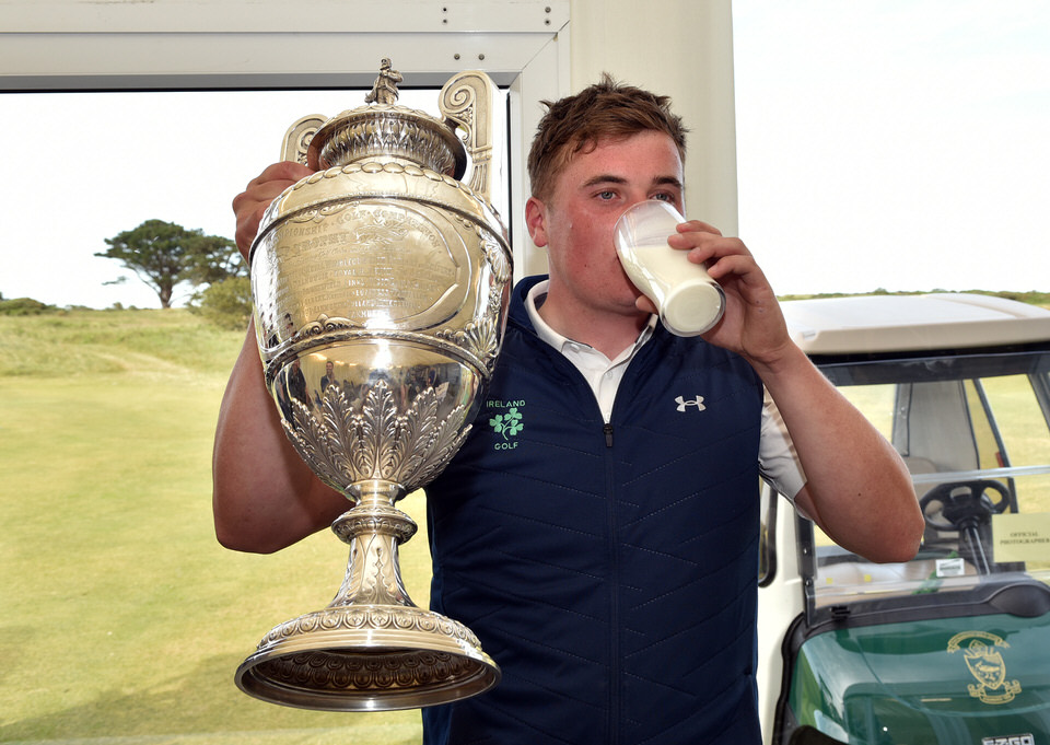 James Sugrue (Mallow) celebrates with a pint of milk
