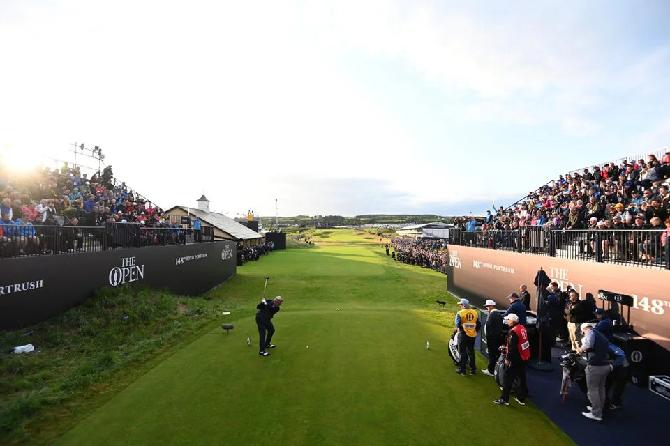 Darren Clarke hits the first shot in the 148th Open. Picture: The R&A