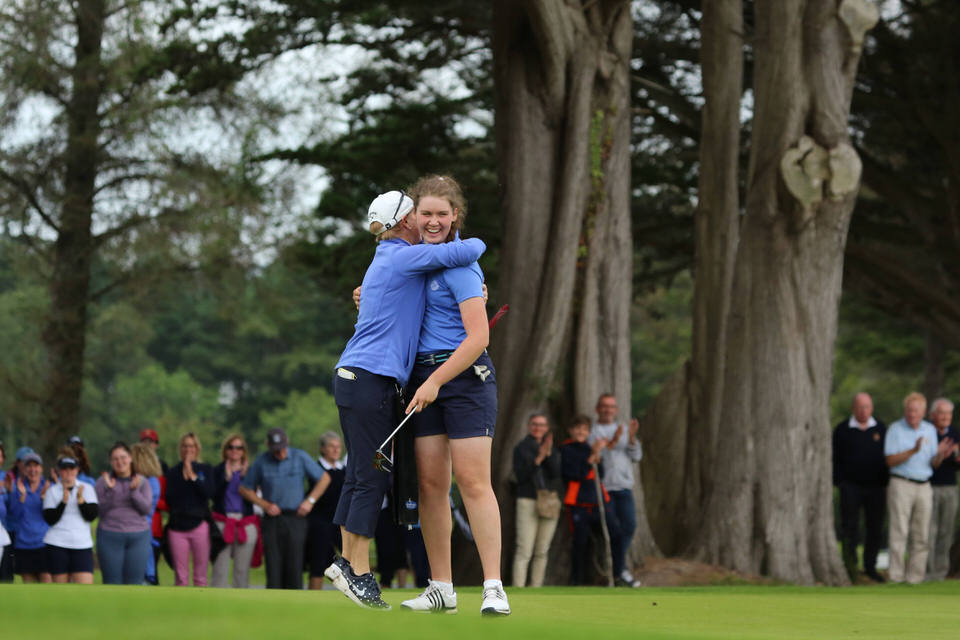  Niamh O'Dwyer (Lahinch) sinks the winning putt to win the 2019 Senior Cup All-Ireland Finals at Killarney Golf Club. Image by Jenny Matthews/ Cashman Photography  