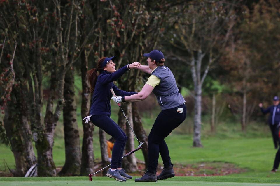  Caroline Hewitt and Angela O'Sullivan (DunLaoghaire) as DunLaoghaire win the Revive Active Ladies National Interclub Fourball Finals at Athenry Golf Club.image by Jenny Matthews (www.cashmanphotography.ie) 