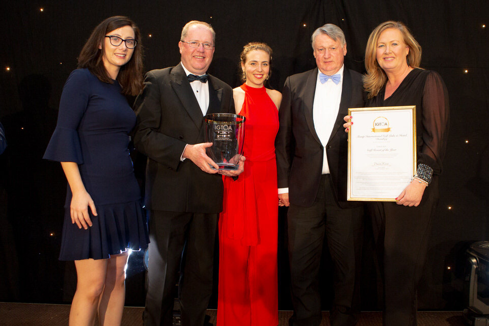  IGTOA 2019 GOLF RESORT OF THE YEARWinner: Trump Doonbeg, Co. ClareAccepting the Award: Joe Russell, General Manager and Marie Collins, Sales Manager Presented by IGTOA Member Rachel OÕNeill and Svenja Burmeister, Carr Golf & IGTOA Sponsor Donal McEv