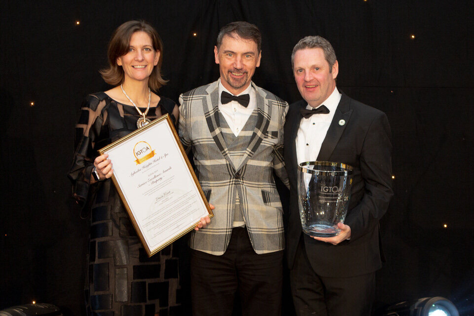  The IGTOA Service Excellence Ð PropertyWinner: Aghadoe Heights Hotel & Spa, KillarneyAccepting the award: Niall Coffey, General Manager and Trish Covarr Director of Sales and MarketingPresented by IGTOA Member Eamonn Kennelly Golf Vacations Ireland 