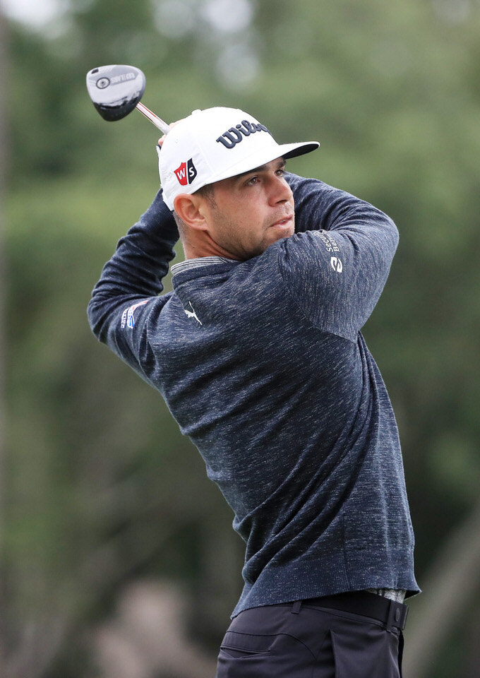  HILTON HEAD ISLAND, SOUTH CAROLINA - JUNE 16: Gary Woodland of the United States plays a shot during a practice round prior to the RBC Heritage on June 16, 2020 at Harbour Town Golf Links in Hilton Head Island, South Carolina. (Photo by Streeter Lec