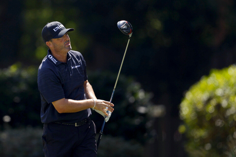  HILTON HEAD ISLAND, SOUTH CAROLINA - JUNE 19: Ryan Palmer of the United States plays his shot from the third tee during the second round of the RBC Heritage on June 19, 2020 at Harbour Town Golf Links in Hilton Head Island, South Carolina. (Photo by