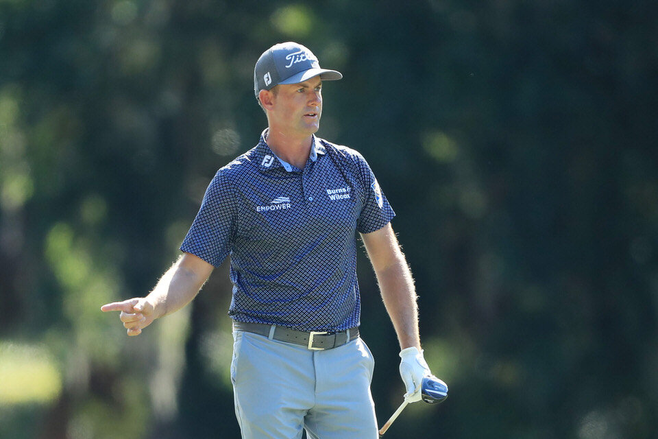  HILTON HEAD ISLAND, SOUTH CAROLINA - JUNE 20: Webb Simpson of the United States reacts to his second shot on the 15th hole during the third round of the RBC Heritage on June 20, 2020 at Harbour Town Golf Links in Hilton Head Island, South Carolina. 