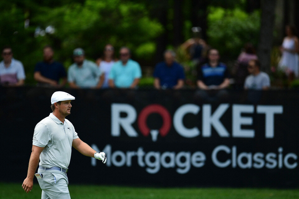  DETROIT, MICHIGAN - JULY 02: Bryson DeChambeau of the United States walks on the sixth hole during the first round of the Rocket Mortgage Classic on July 02, 2020 at the Detroit Golf Club in Detroit, Michigan. (Photo by Stacy Revere/Getty Images) 