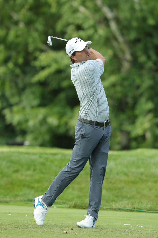  DETROIT, MICHIGAN - JULY 02: Kevin Kisner of the United States plays his shot from the ninth tee during the first round of the Rocket Mortgage Classic on July 02, 2020 at the Detroit Golf Club in Detroit, Michigan. (Photo by Leon Halip/Getty Images)