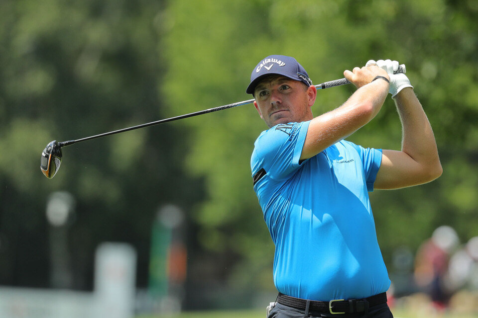  DETROIT, MICHIGAN - JULY 02: Matt Wallace of England plays his shot from the second tee during the first round of the Rocket Mortgage Classic on July 02, 2020 at the Detroit Golf Club in Detroit, Michigan. (Photo by Leon Halip/Getty Images) 