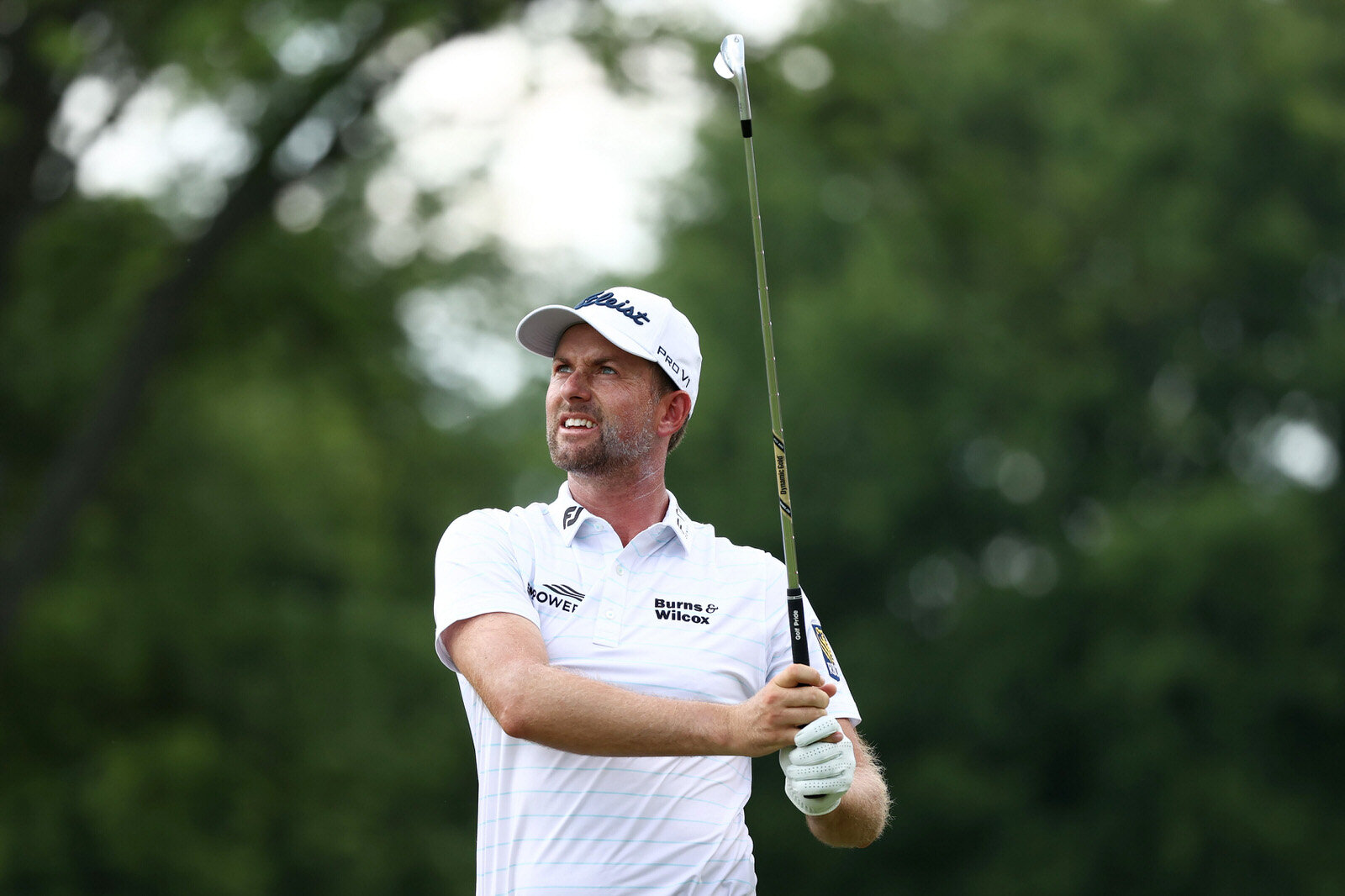  DETROIT, MICHIGAN - JULY 03: Webb Simpson of the United States plays his shot from the 15th tee during the second round of the Rocket Mortgage Classic on July 03, 2020 at the Detroit Golf Club in Detroit, Michigan. (Photo by Leon Halip/Getty Images)