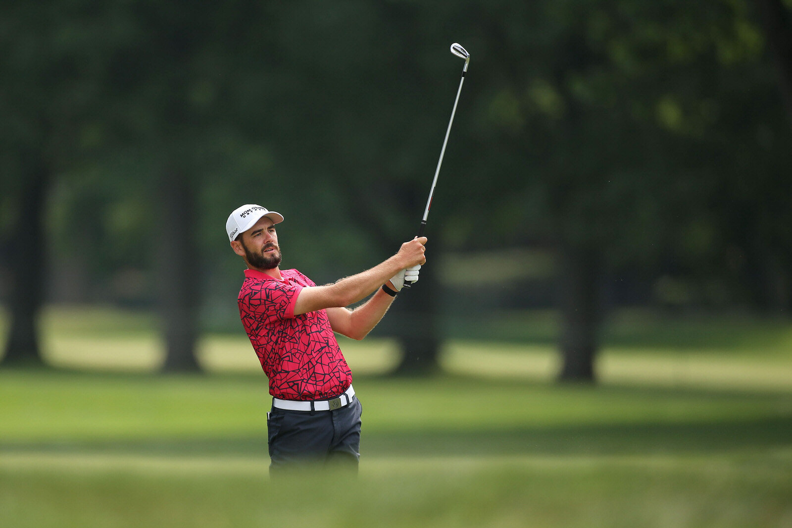  DETROIT, MICHIGAN - JULY 04: Troy Merritt of the United States plays a shot on the 18th hole during the third round of the Rocket Mortgage Classic on July 04, 2020 at the Detroit Golf Club in Detroit, Michigan. (Photo by Leon Halip/Getty Images) 