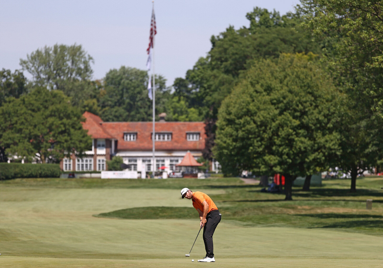  DETROIT, MICHIGAN - JULY 05: Matthew Wolff of the United States putts on the third green during the final round of the Rocket Mortgage Classic on July 05, 2020 at the Detroit Golf Club in Detroit, Michigan. (Photo by Gregory Shamus/Getty Images) 