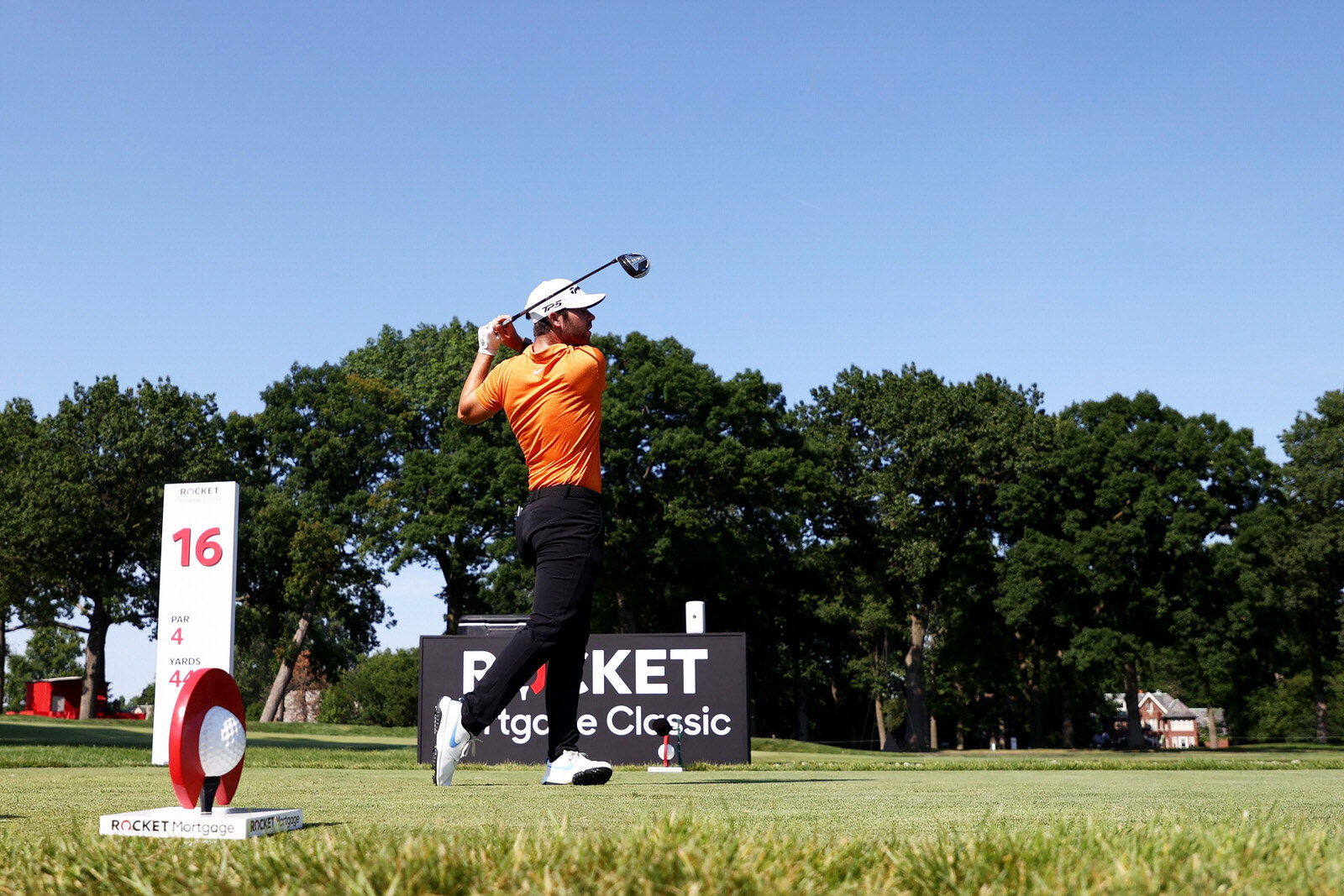  DETROIT, MICHIGAN - JULY 05: Matthew Wolff of the United States plays his shot from the 16th tee during the final round of the Rocket Mortgage Classic on July 05, 2020 at the Detroit Golf Club in Detroit, Michigan. (Photo by Gregory Shamus/Getty Ima