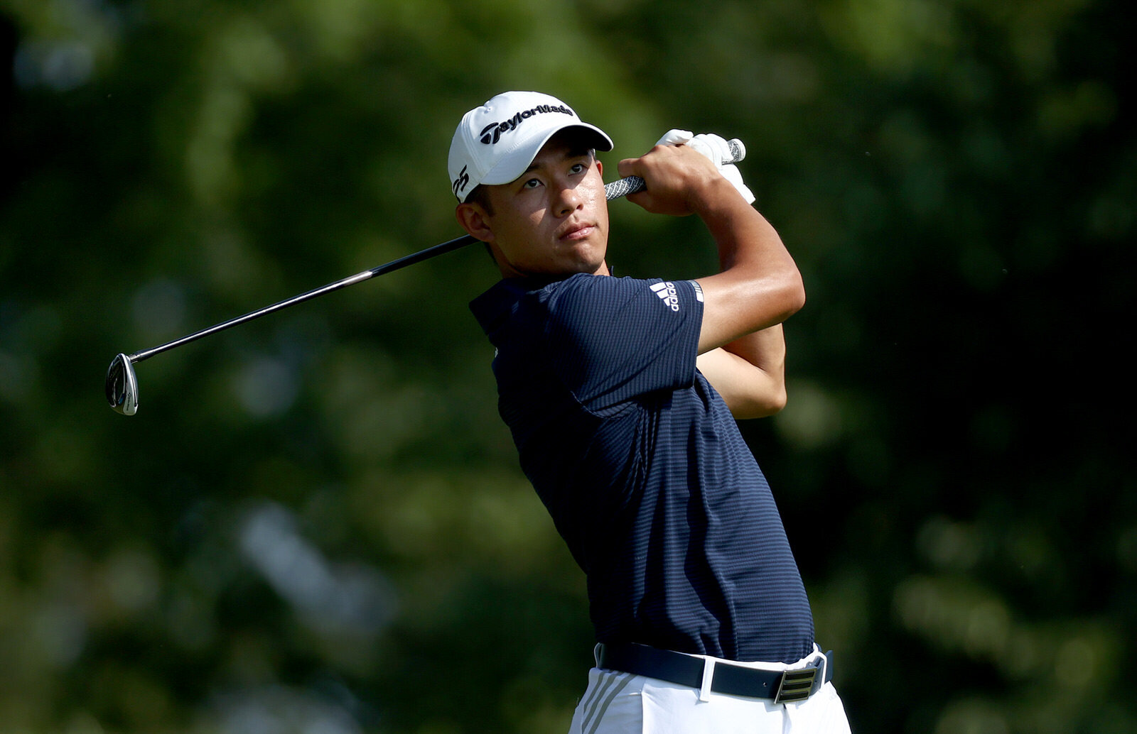  DUBLIN, OHIO - JULY 10: Collin Morikawa of the United States plays his shot from the third tee during the second round of the Workday Charity Open on July 10, 2020 at Muirfield Village Golf Club in Dublin, Ohio. (Photo by Gregory Shamus/Getty Images