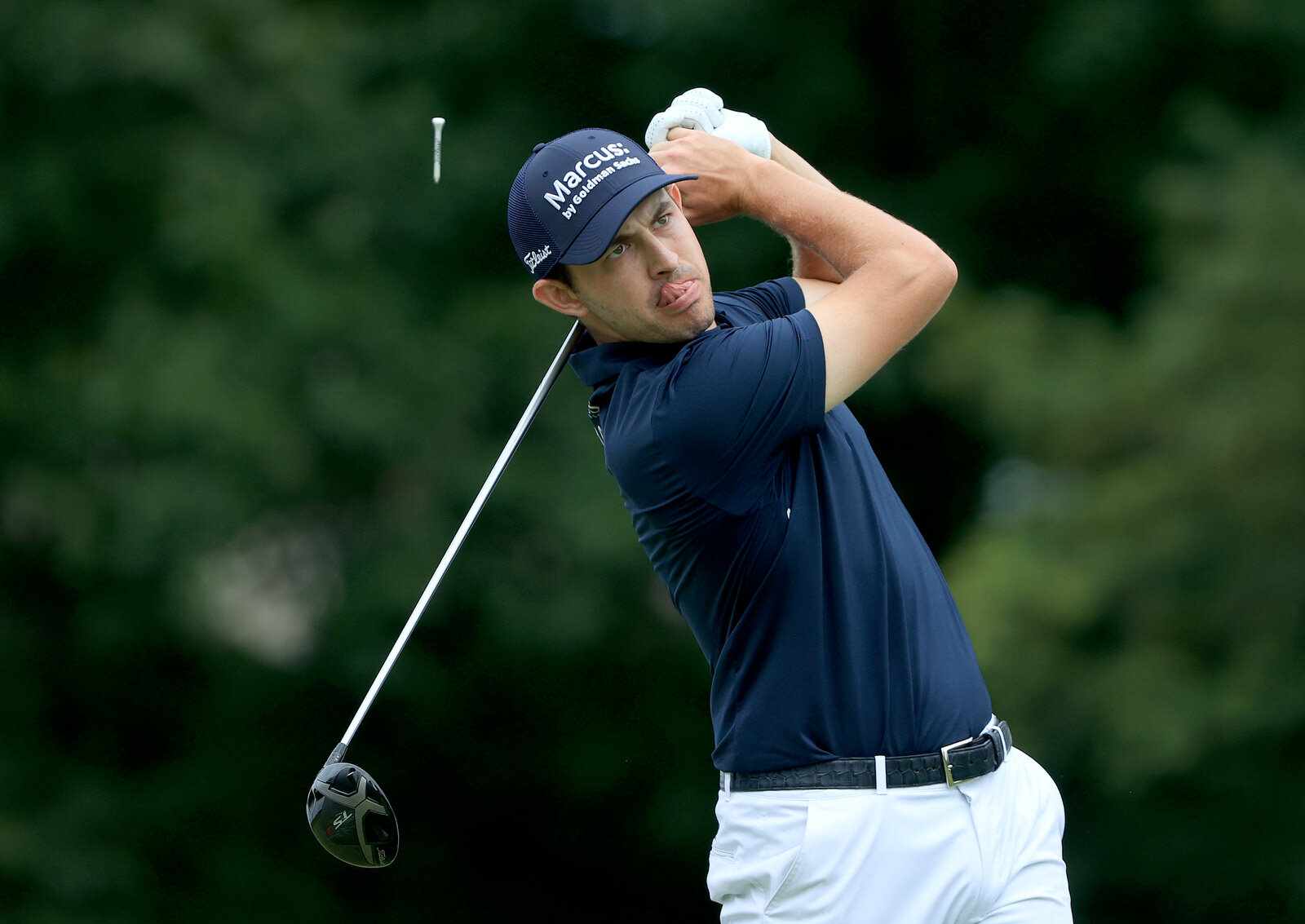  DUBLIN, OHIO - JULY 12: Patrick Cantlay of the United States plays his shot from the 18th tee during the final round of the Workday Charity Open on July 12, 2020 at Muirfield Village Golf Club in Dublin, Ohio. (Photo by Sam Greenwood/Getty Images) 
