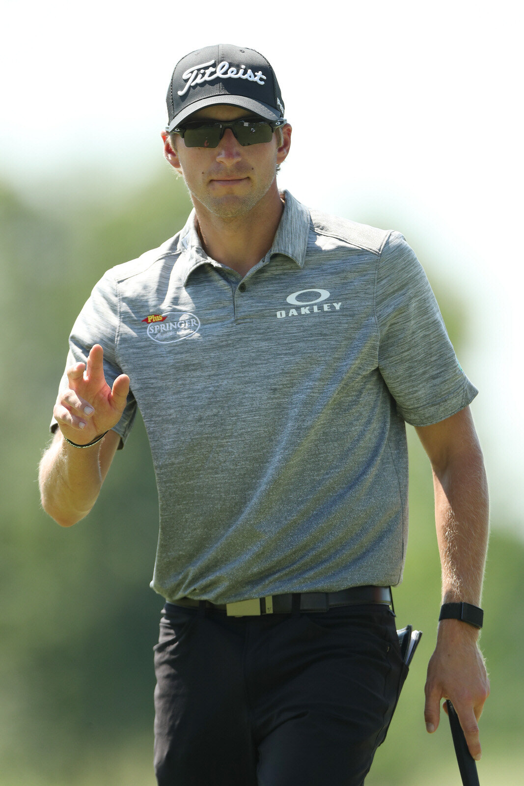  BLAINE, MINNESOTA - JULY 24: Richy Werenski of the United States reacts after a birdie putt on the eighth green during the second round of the 3M Open on July 24, 2020 at TPC Twin Cities in Blaine, Minnesota. (Photo by Matthew Stockman/Getty Images)