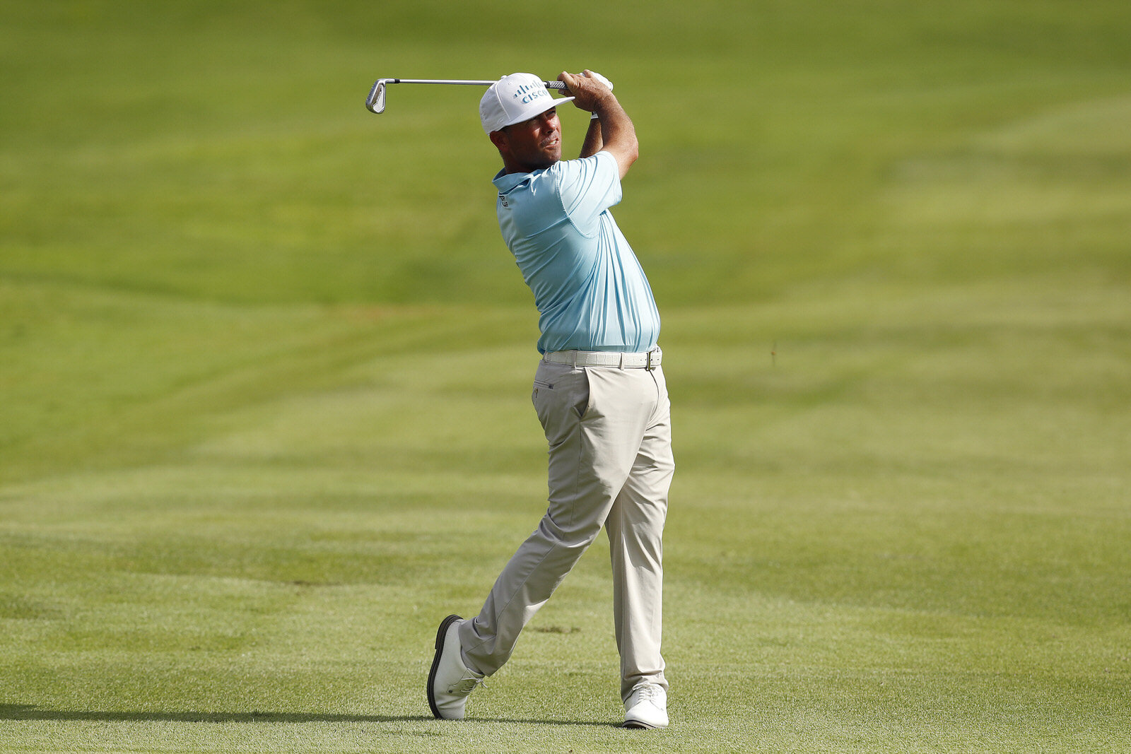  MEMPHIS, TENNESSEE - JULY 30: Chez Reavie of the United States plays a shot on the 18th hole during the first round of the World Golf Championship-FedEx St Jude Invitational at TPC Southwind on July 30, 2020 in Memphis, Tennessee. (Photo by Michael 